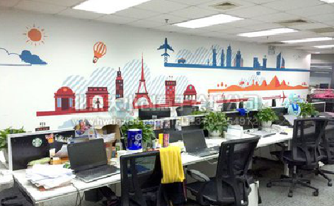 凯里教你设计办公室墙绘的方法。